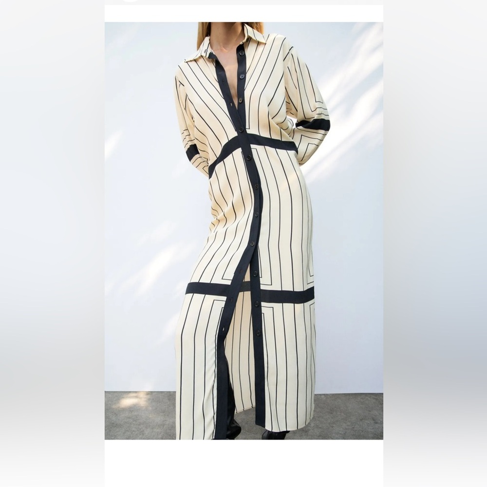 Zara long striped shirt dress